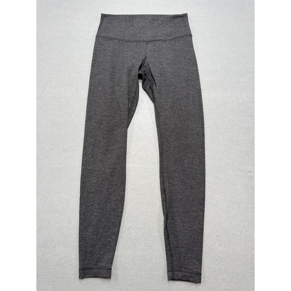Lululemon Leggings Women's 4 Gray Herringbone‎ High Rise Wunder Under Yoga Gym